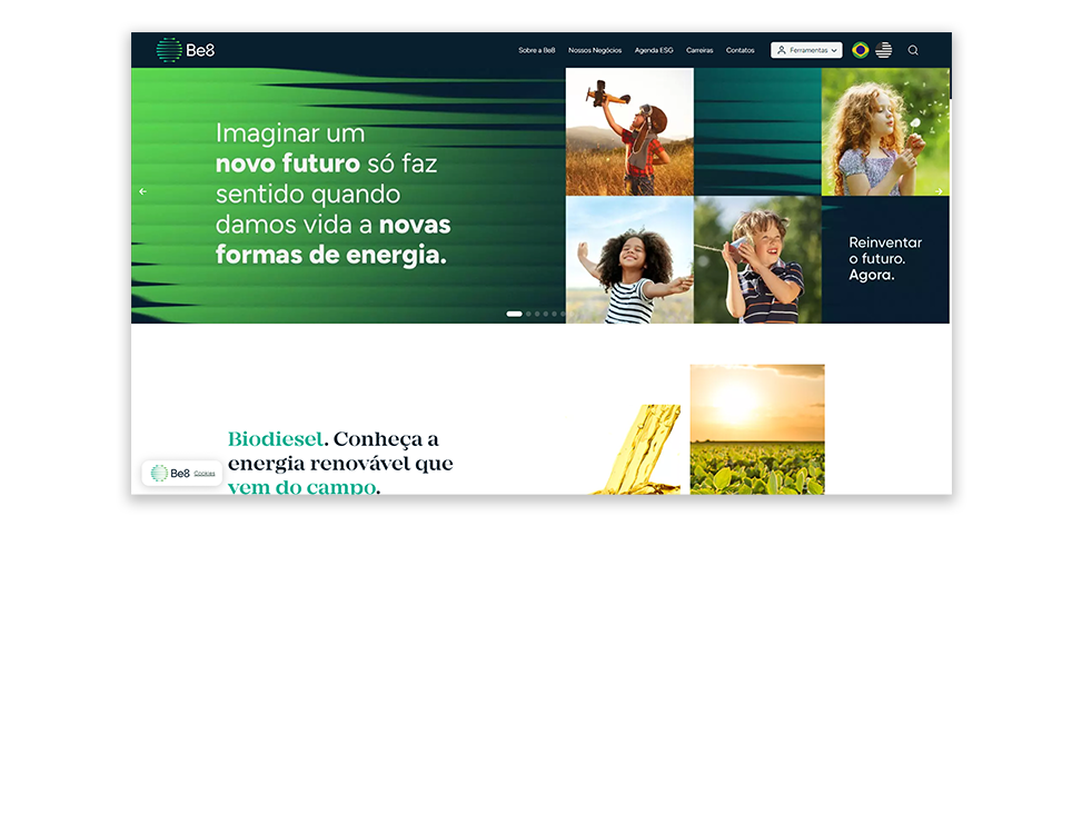 Computador exibindo um portal desenvolvido pela Axysweb