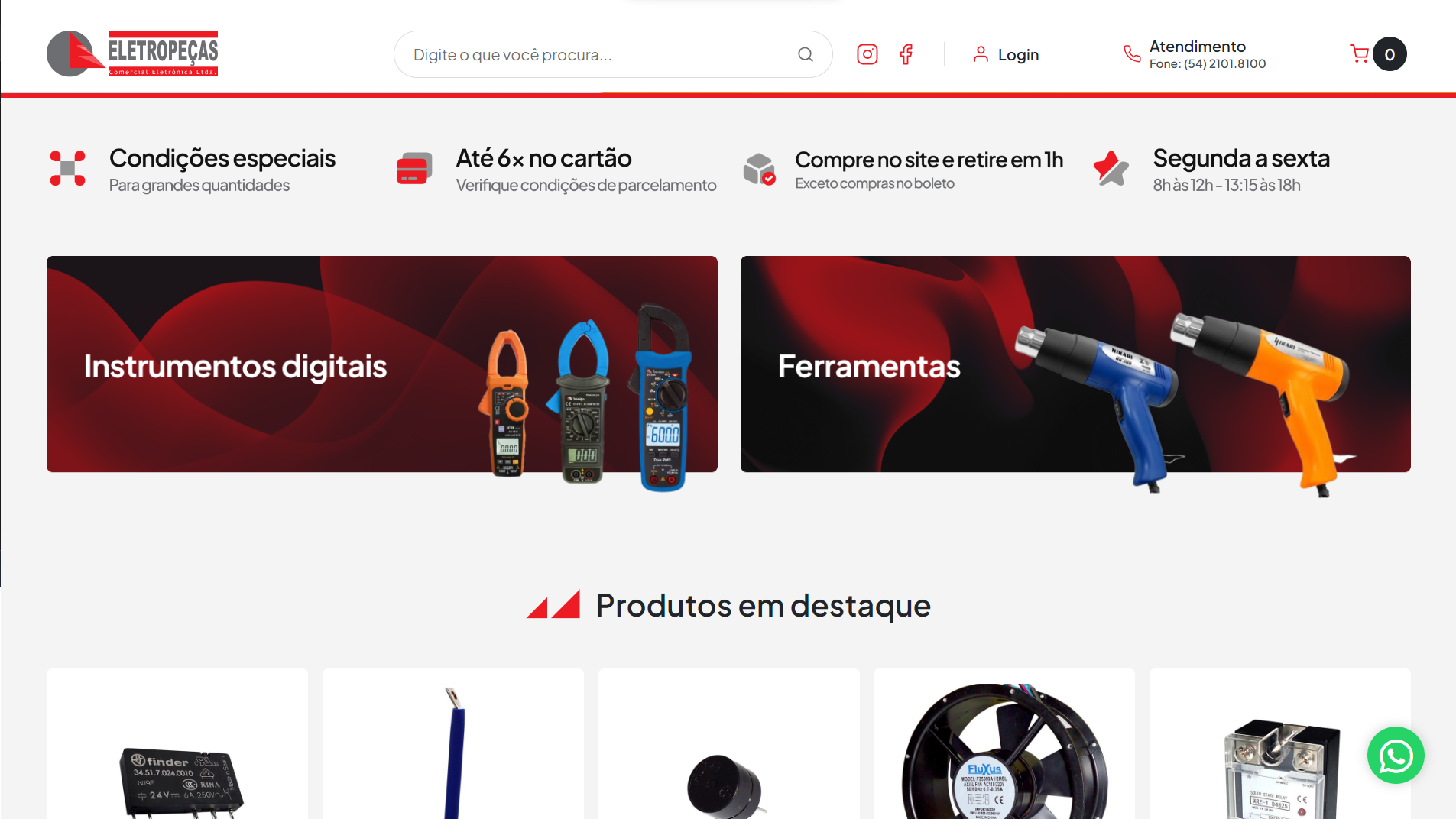 Print de tela ecommerce axys